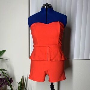 orange romper sleeveless heartshaped romper